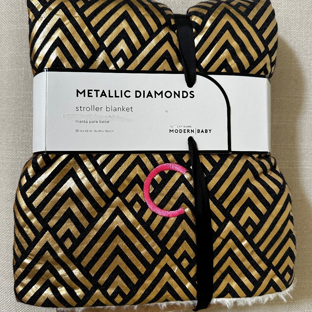 BNWT Pottery Barn Baby Blanket - Gold pattern
